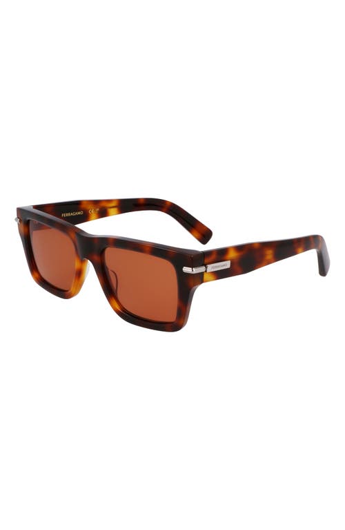 Ferragamo Prisma 53mm Modified Rectangular Sunglasses In Tortoise