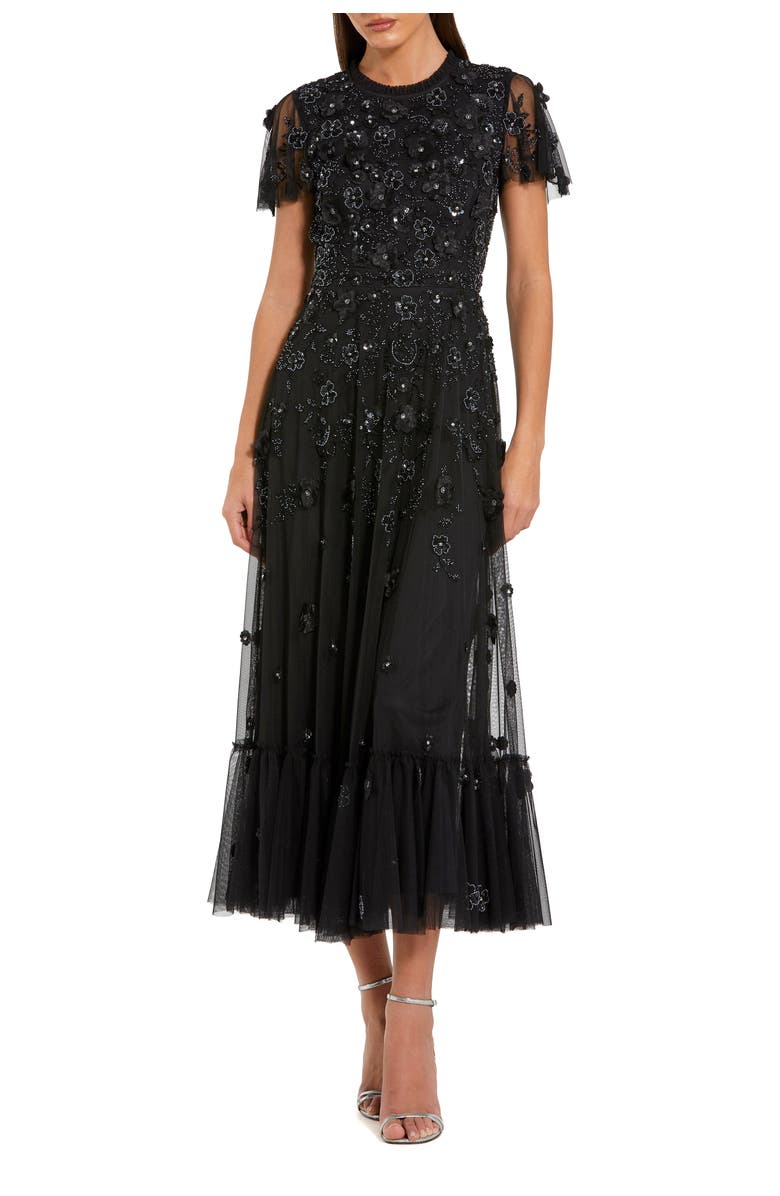 mac duggal ruffled a-line flutter-sleeve mini dress Mac Duggal - Navy V-Neck Long Puff Sleeve Ruffle Dress main image 0