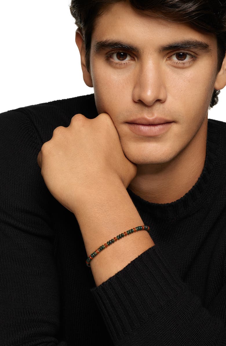 David Yurman Men's Spiritual Beads Bracelet in 18K Yellow Gold with Bloodstone and Red Jasper, Alternate, color, 18K Gold