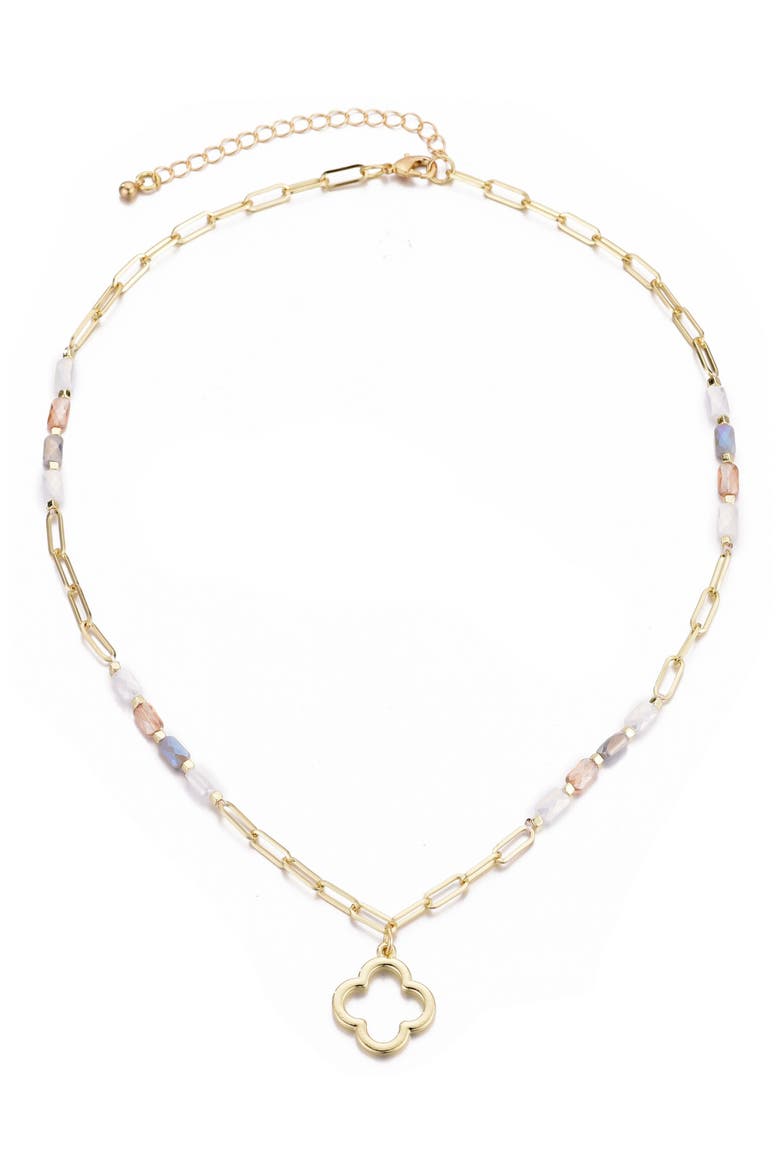 Crystal Clover Pendant Necklace, Alternate, color, GOLD