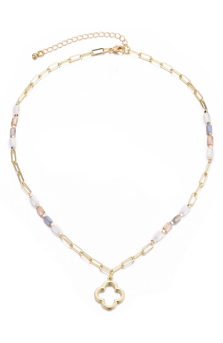 Adornia Crystal Clover Pendant Necklace, Alternate, color, Gold