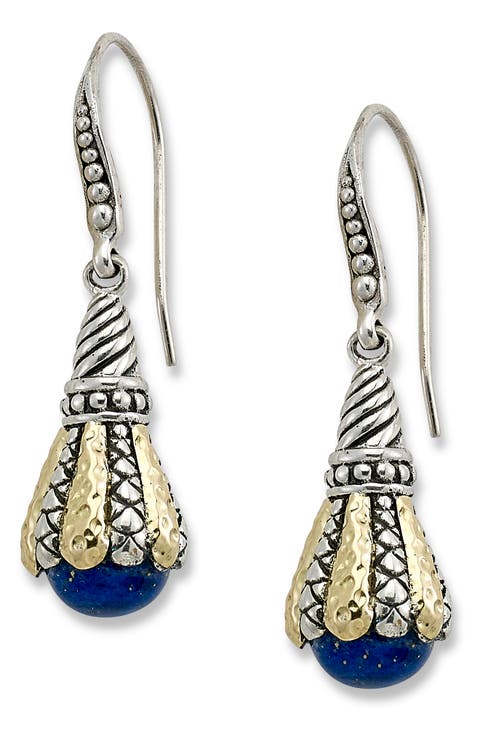 Sterling Silver & 18K Gold Drop Earrings