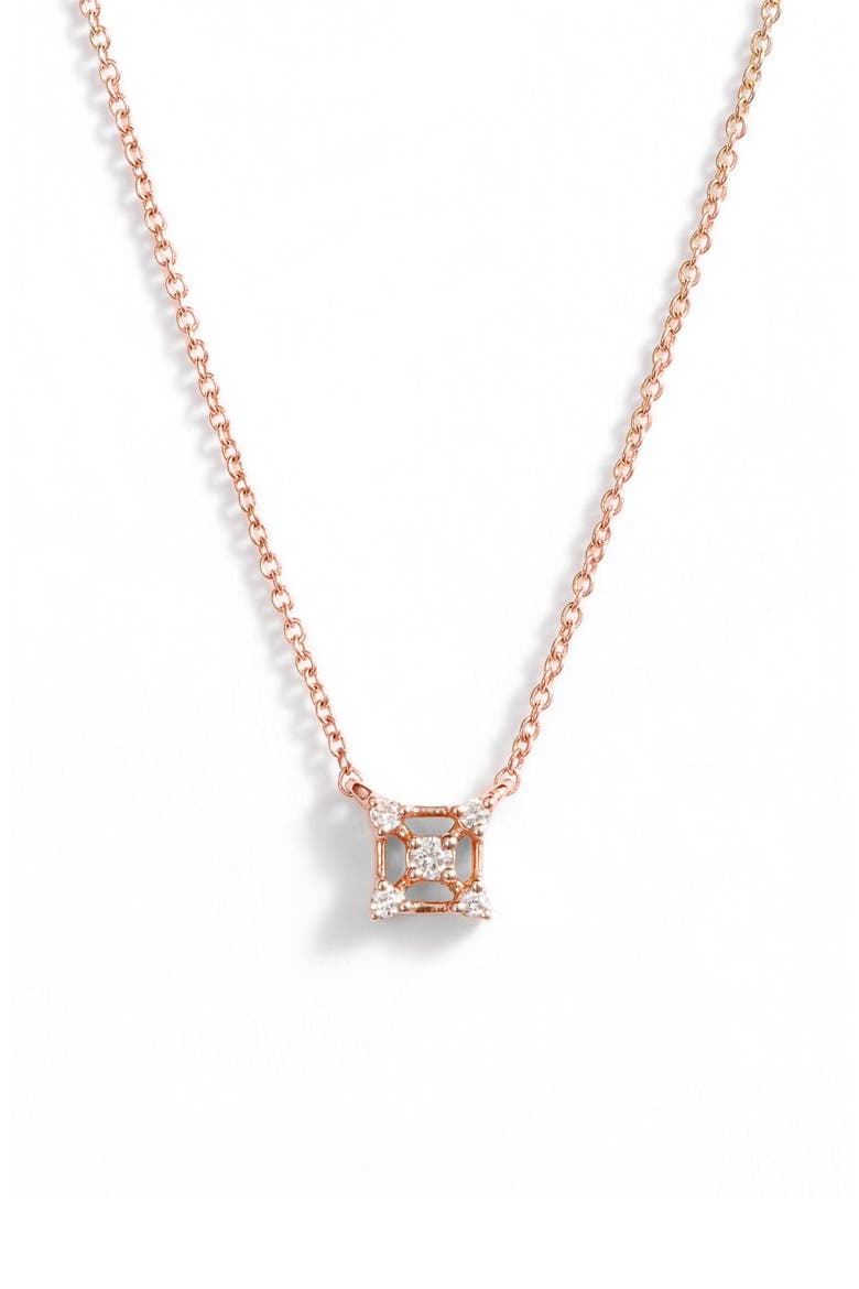 Square Diamond Pendant Necklace, Main, color, ROSE GOLD/ DIAMOND
