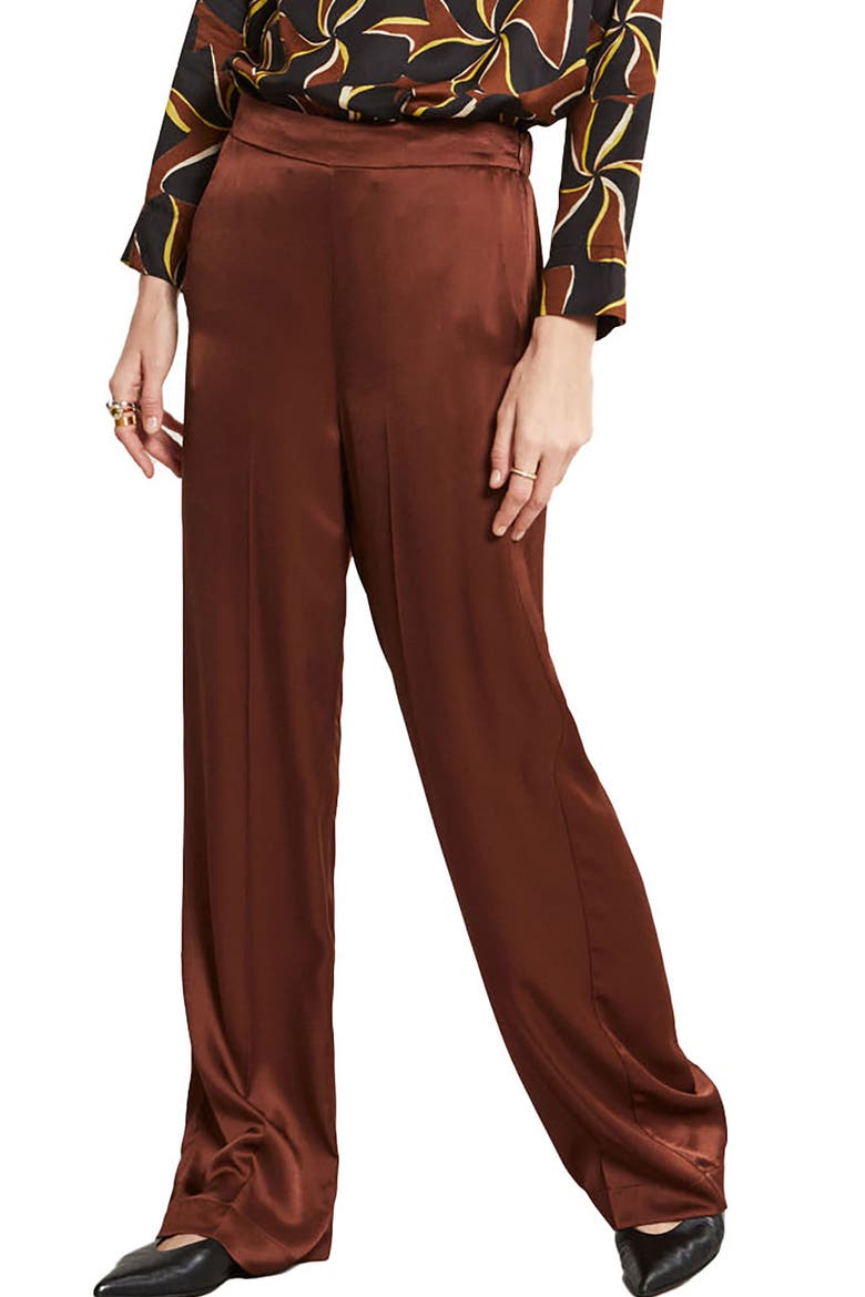 Palazzo Trousers In Viscose, Main, color, Brown