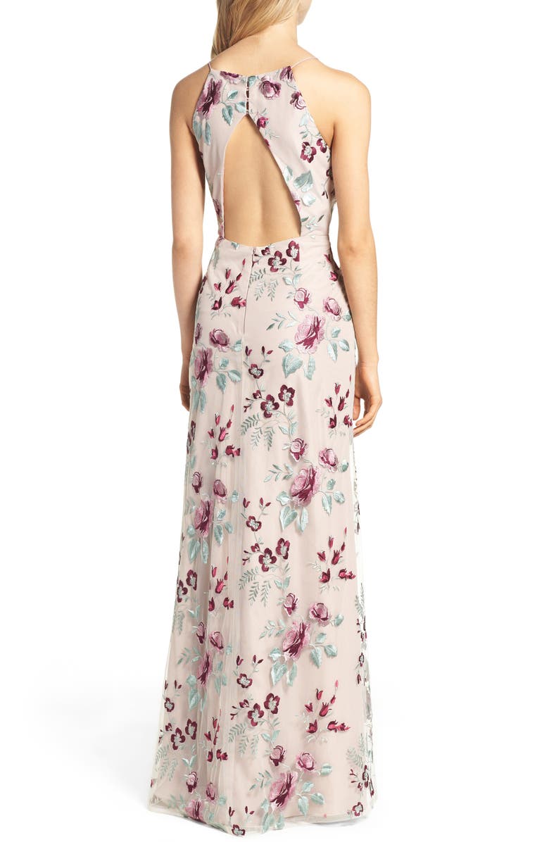Jenny Yoo Claire Floral Embroidered Gown, Alternate, color, 