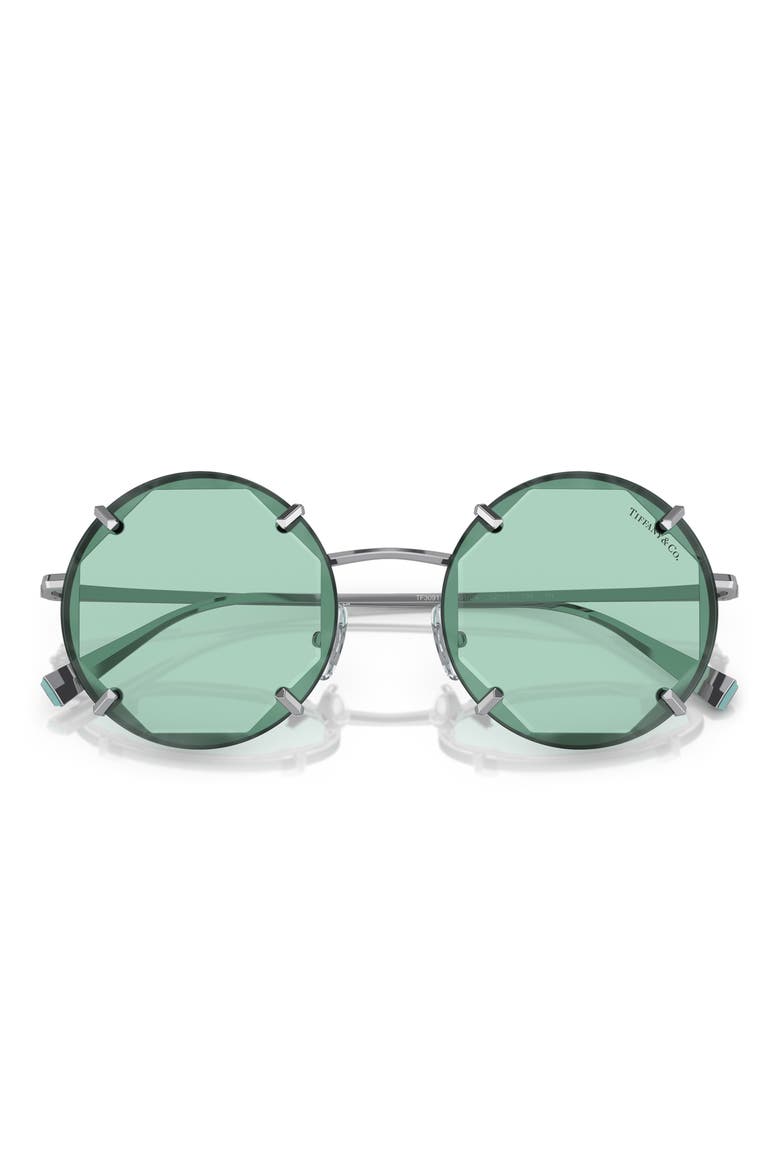 54mm Round Sunglasses, Alternate, color, SILVER / LIGHT AZURE