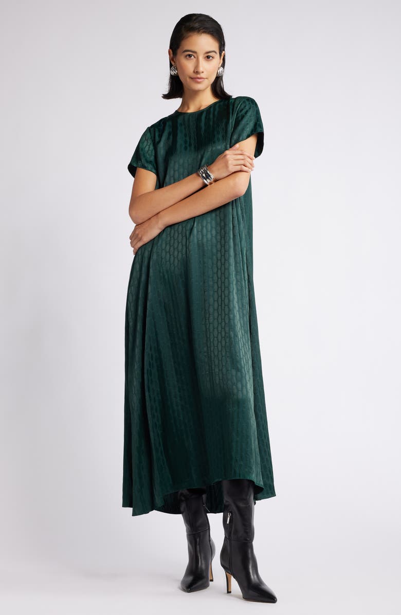 Nordstrom Jacquard Pleat Back Maxi Dress, Alternate, color, Green Park