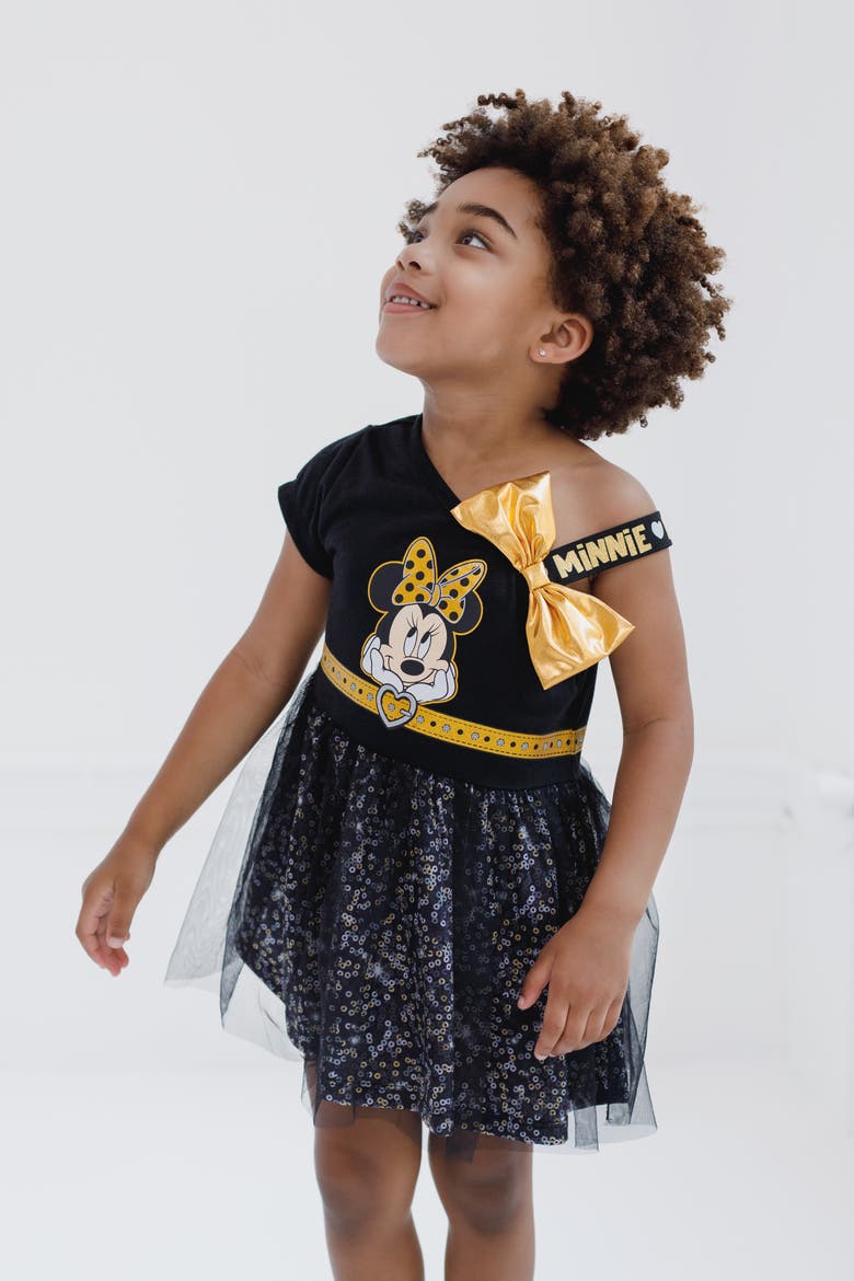 Minnie Mouse Glitter Dress, Alternate, color, Minnie Black Gold