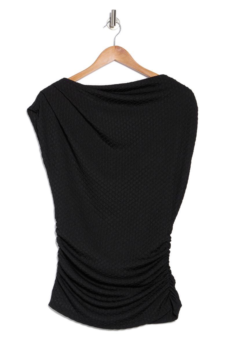 Asymmetrical Ruched Top, Alternate, color, BLACK
