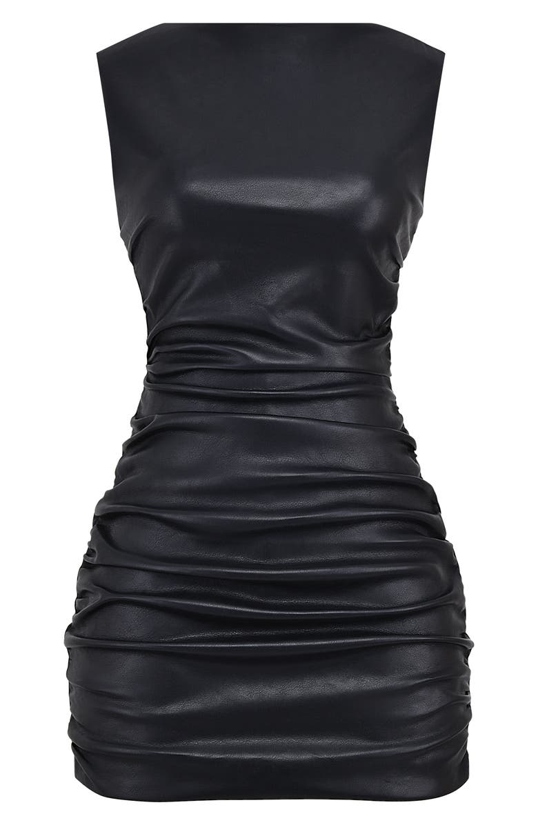 Mistress Rocks Backless Faux Leather Minidress, Alternate, color,
