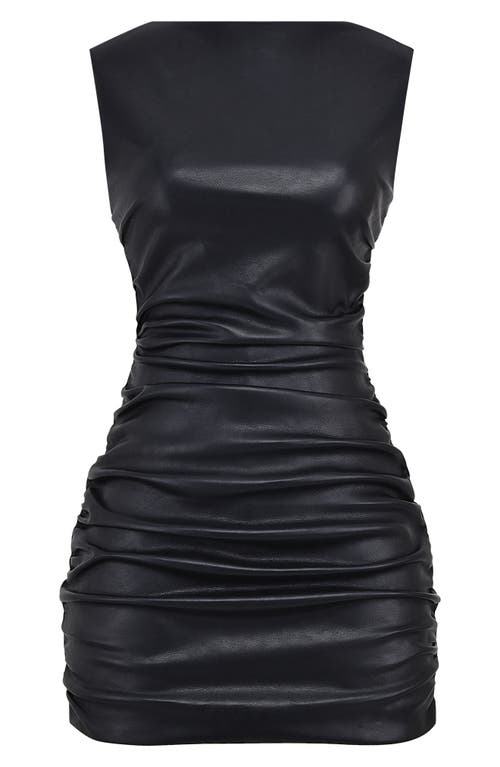 Shop Mistress Rocks Backless Faux Leather Minidress In Black