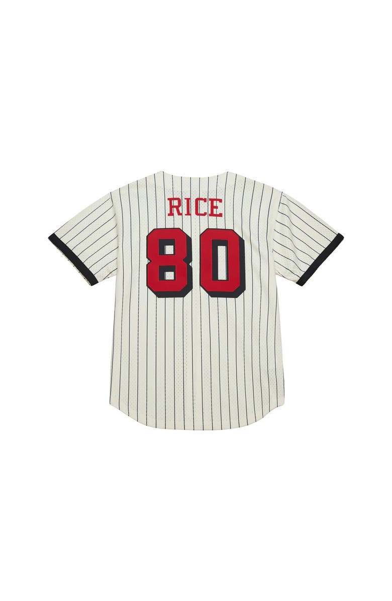 Mitchell & Ness Men's Mitchell & Ness Jerry Rice Cream San Francisco 49ers Name & Number Mesh Button-Up Baseball Jersey, Alternate, color, Cream