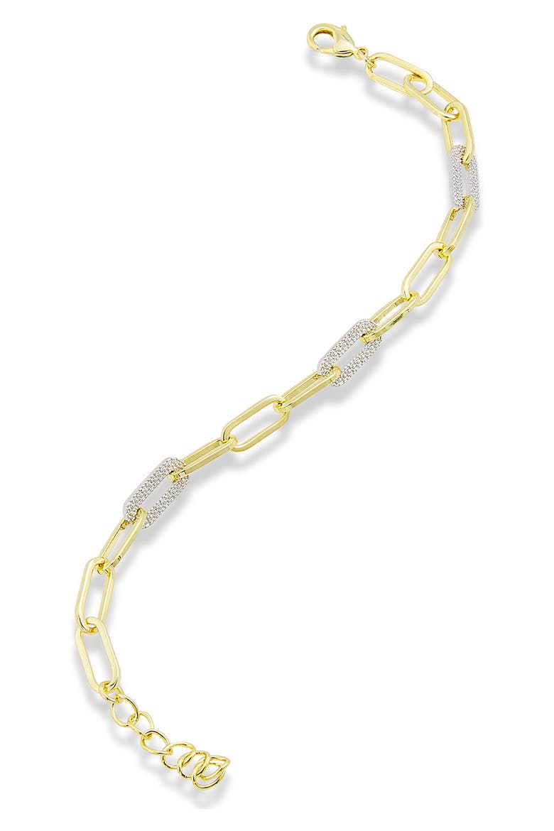 18K Gold Textured Paper Clip Link Bracelet, Main, color, YELLOW