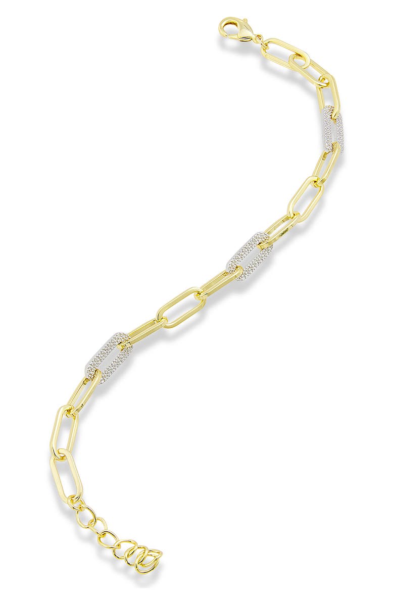 SAVVY CIE JEWELS 18K Gold Textured Paper Clip Link Bracelet, Main, color, Yellow