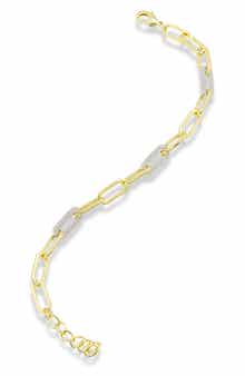 SAVVY CIE JEWELS 18K Gold Textured Paper Clip Link Bracelet