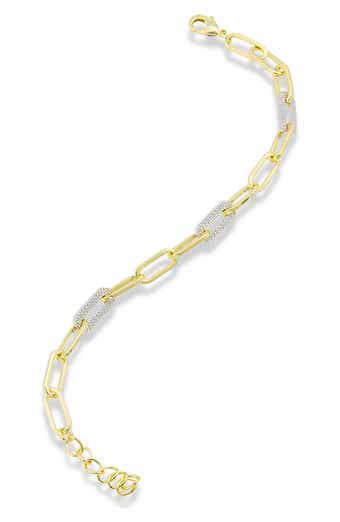 18K Gold Textured Paper Clip Link Bracelet
