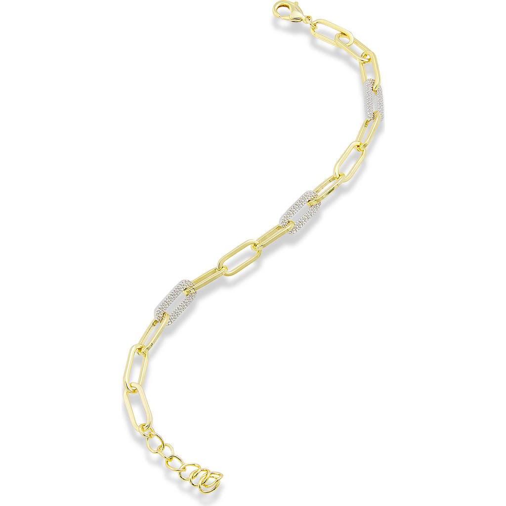 Savvy Cie Jewels 18k Gold Textured Paper Clip Link Bracelet In Yellow