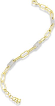 SAVVY CIE JEWELS 18K Gold Textured Paper Clip Link Bracelet
