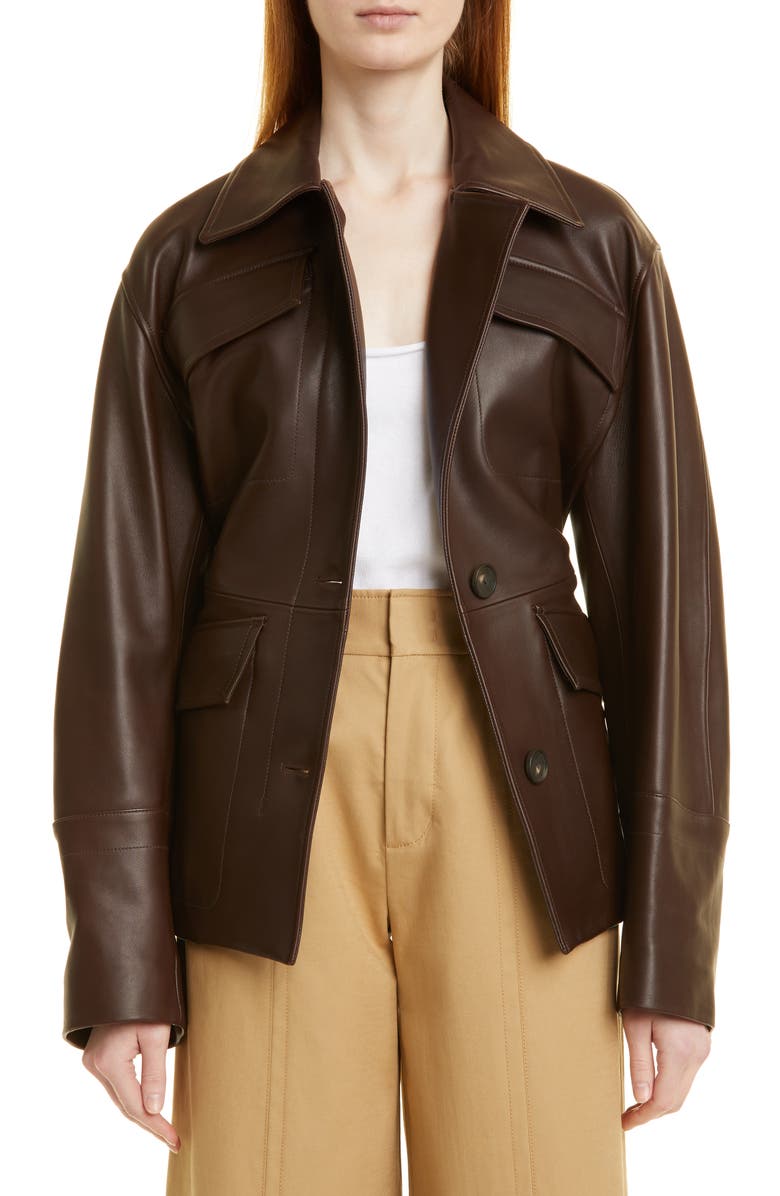 Vince Leather Safari Jacket, Main, color, 