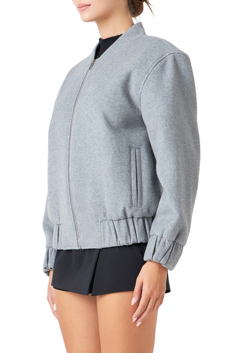 Oversize Wool Blend Bomber Jacket, Alternate, color, GREY