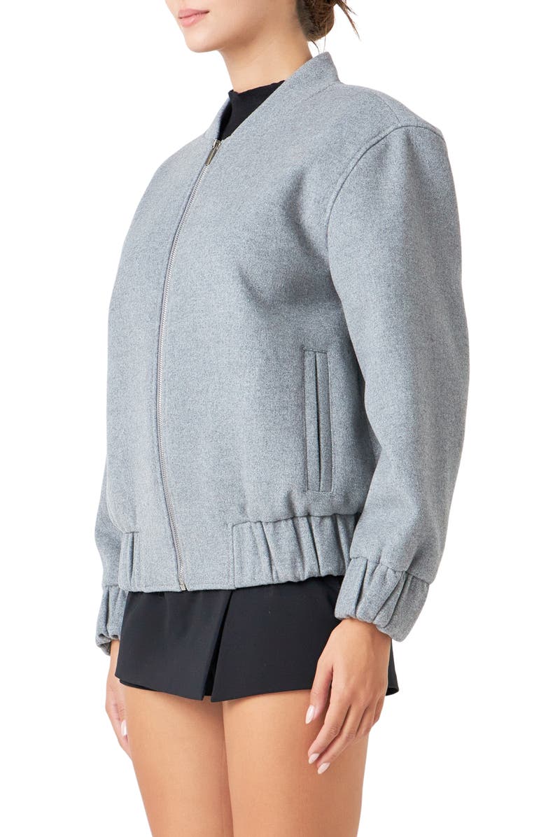 Endless Rose Oversize Wool Blend Bomber Jacket, Alternate, color, Grey