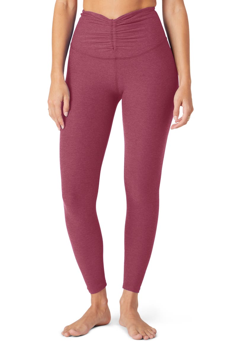 Space Dye V-Waist Leggings, Main, color, SMOOTH MAUVE HEATHER
