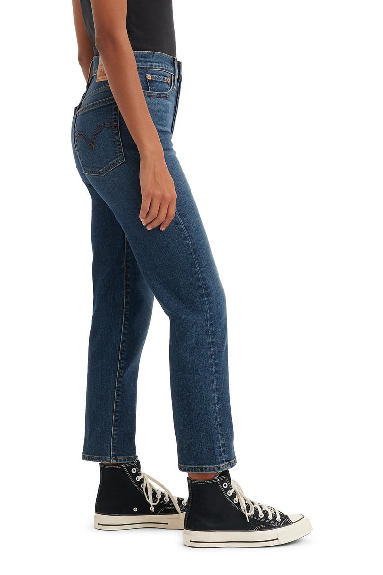 Wedgie High Waist Straight Leg Jeans, Alternate, color, INDIGO HERE WE GO