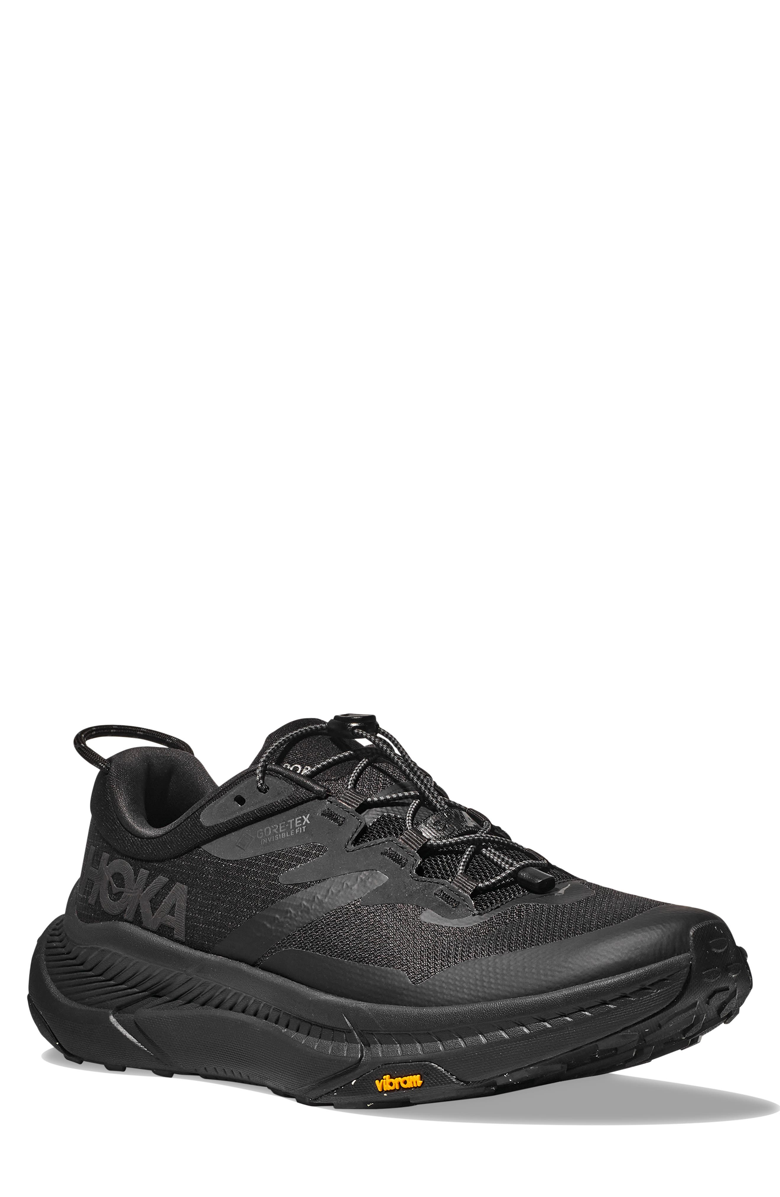 HOKA Transport Gore-Tex<sup>®</sup> Waterproof Shoe - Wide Width Available, Main, color, Black / Black