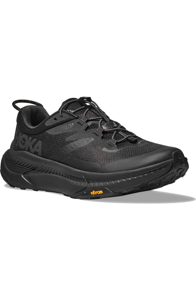 HOKA Transport Gore-Tex<sup>®</sup> Waterproof Shoe - Wide Width Available, Main, color, Black / Black