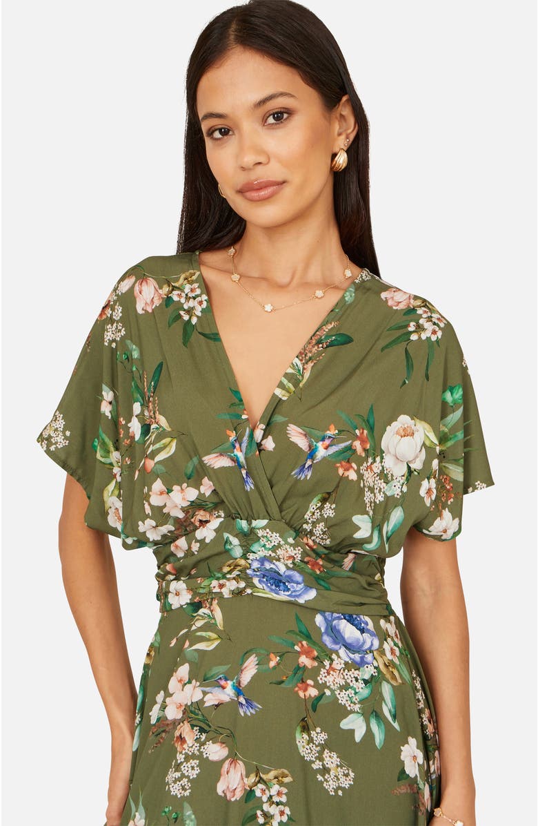 Yumi Floral Print Midi Dress, Alternate, color, Sage Green