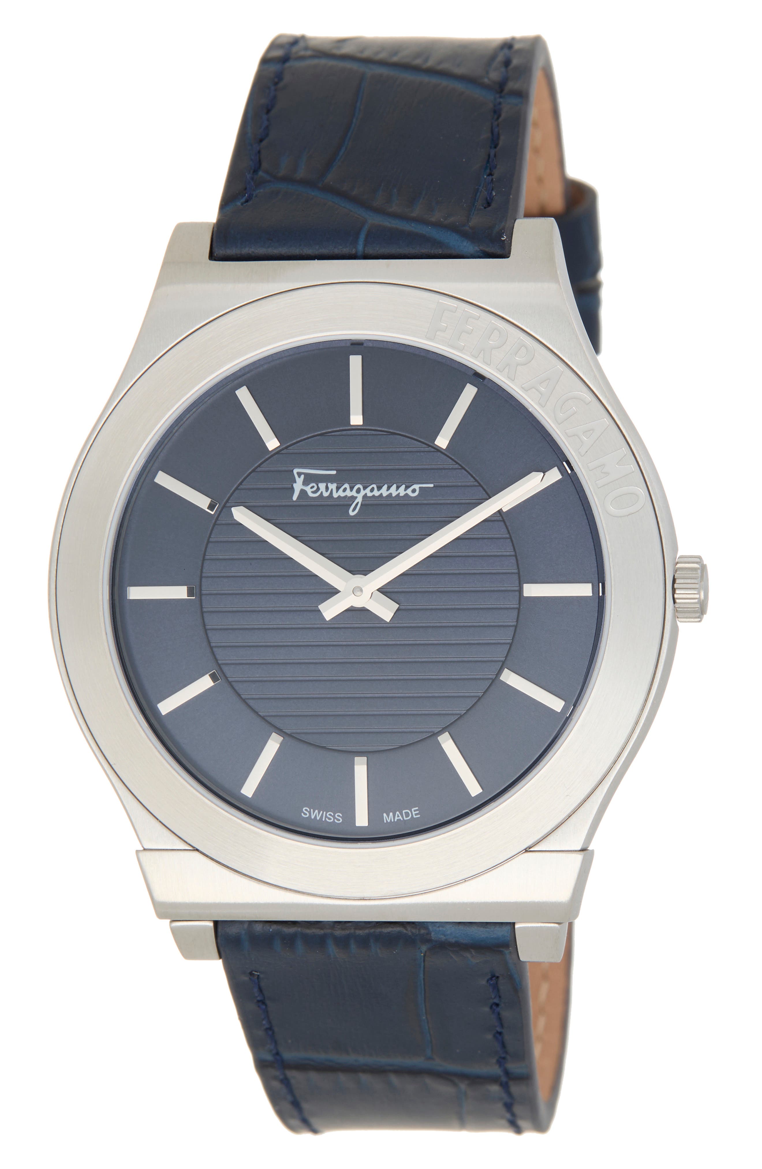 FERRAGAMO Leather Strap Watch, 42mm