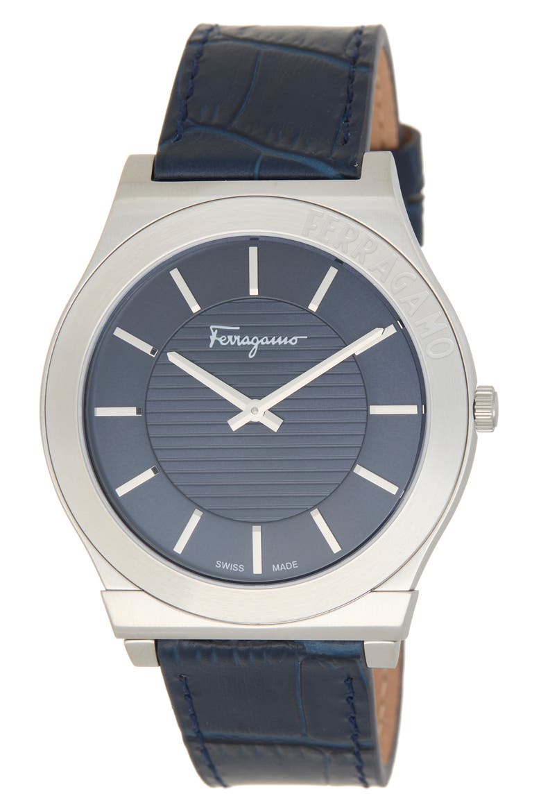 Leather Strap Watch, 42mm, Main, color, STSTL