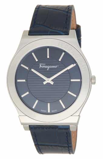 FERRAGAMO Leather Strap Watch, 42mm