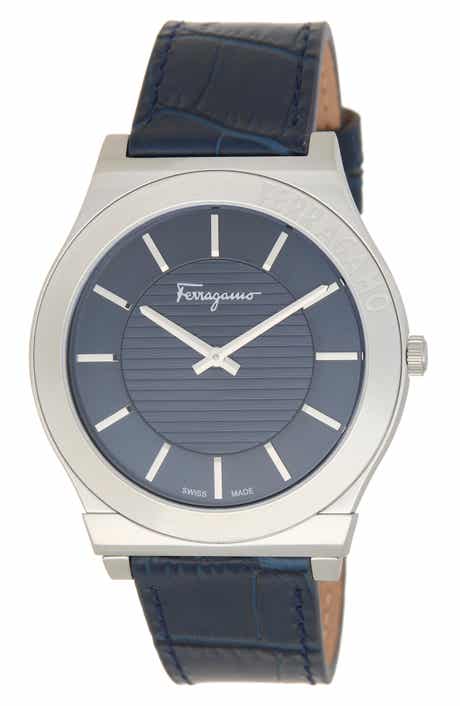 FERRAGAMO Leather Strap Watch, 42mm