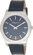 FERRAGAMO Leather Strap Watch, 42mm
