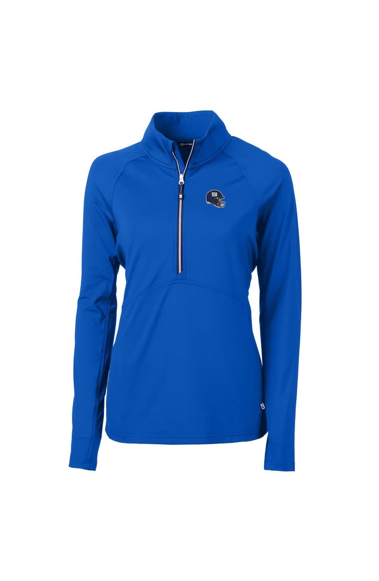 Cutter & Buck Women's Cutter & Buck Royal New York Giants Helmet Logo Adapt Eco Knit Stretch Recycled Half-Zip Pullover Top, Alternate, color,