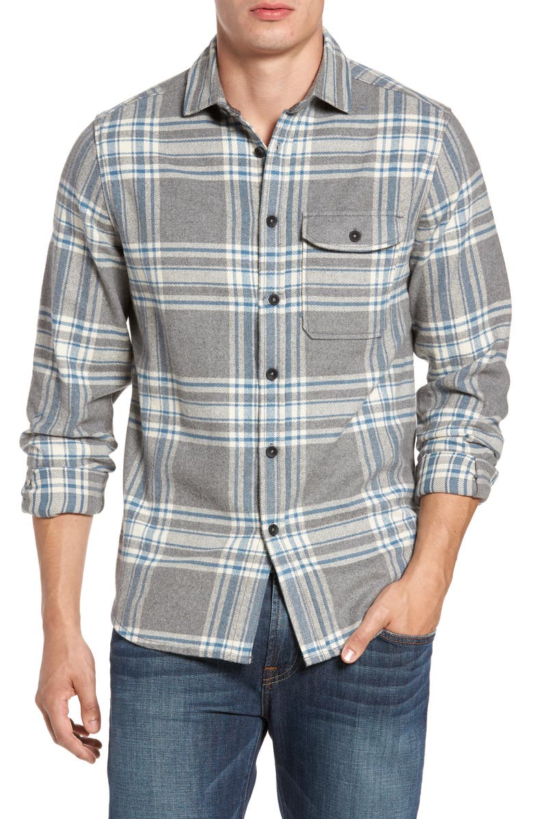 Jeremiah Marin Herringbone Plaid Flannel Shirt, Main, color,
