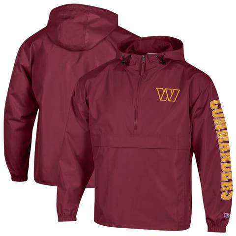 Men's Champion Burgundy Washington Commanders Packable Hooded Windbreaker Half-Zip Jacket