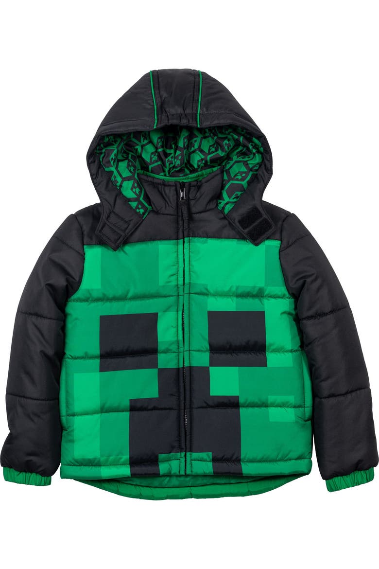 Zip-up Hooded Puffer Coat (toddler, Little Kid & Big Kid), Alternate, color, Creeper Green