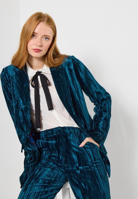 Crinkle Velvet Blazer (plus)