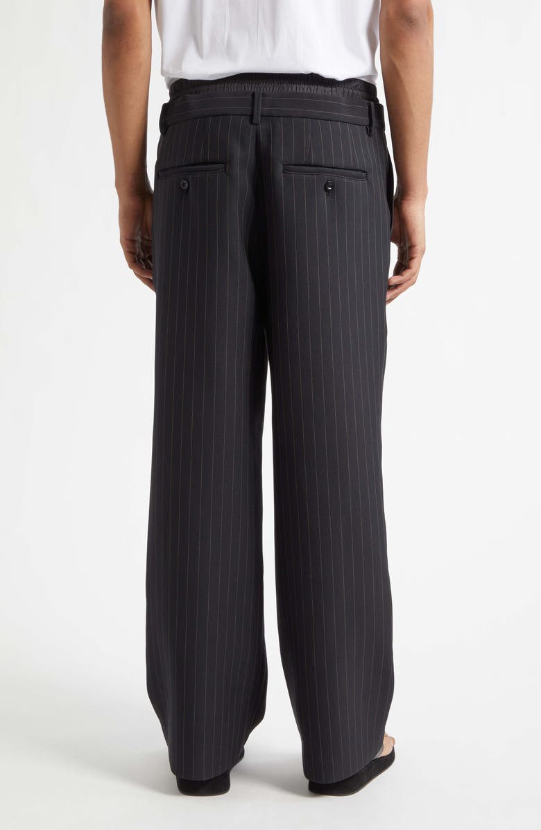 Sacai Matelassé Twill Double Waist Pants, Alternate, color, Black Stripe