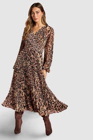 Coast Long Sleeve Chiffon Wrap Midi Dress