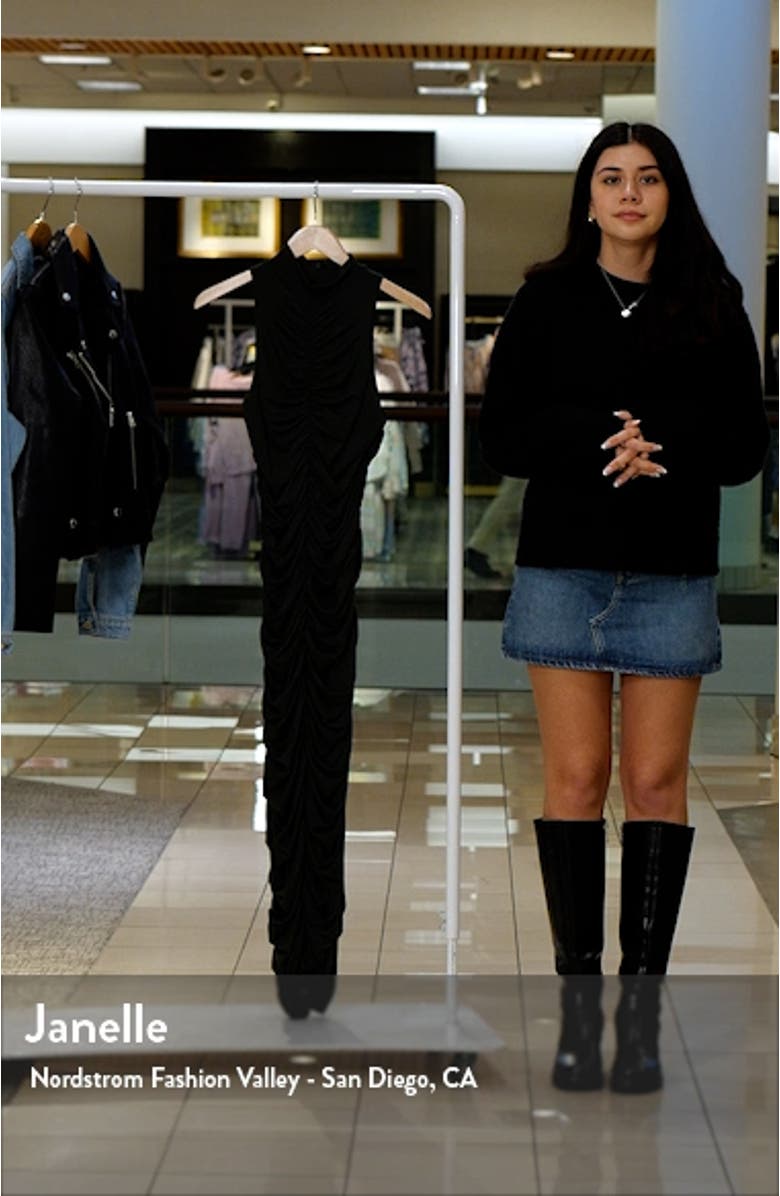 Ruched Mock Neck Midi Dress, sales video thumbnail