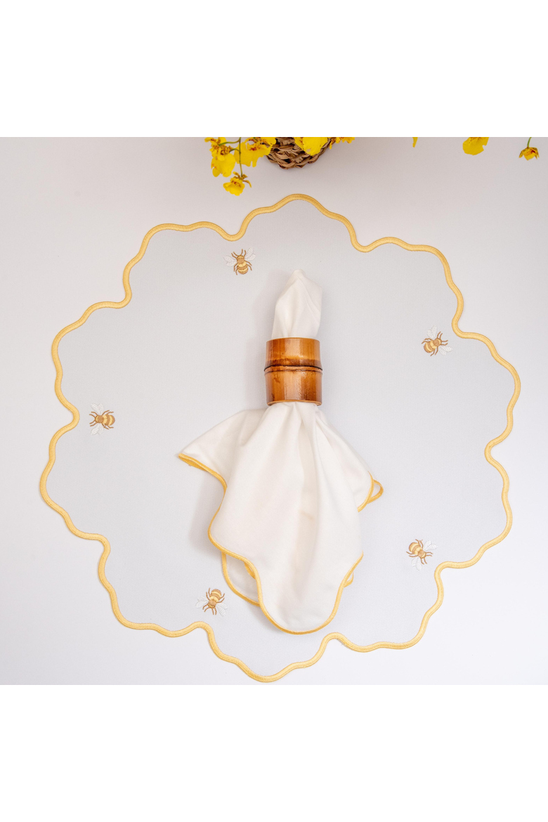 Honey Bee Impermeable Placemat, Alternate, color, White/Yellow