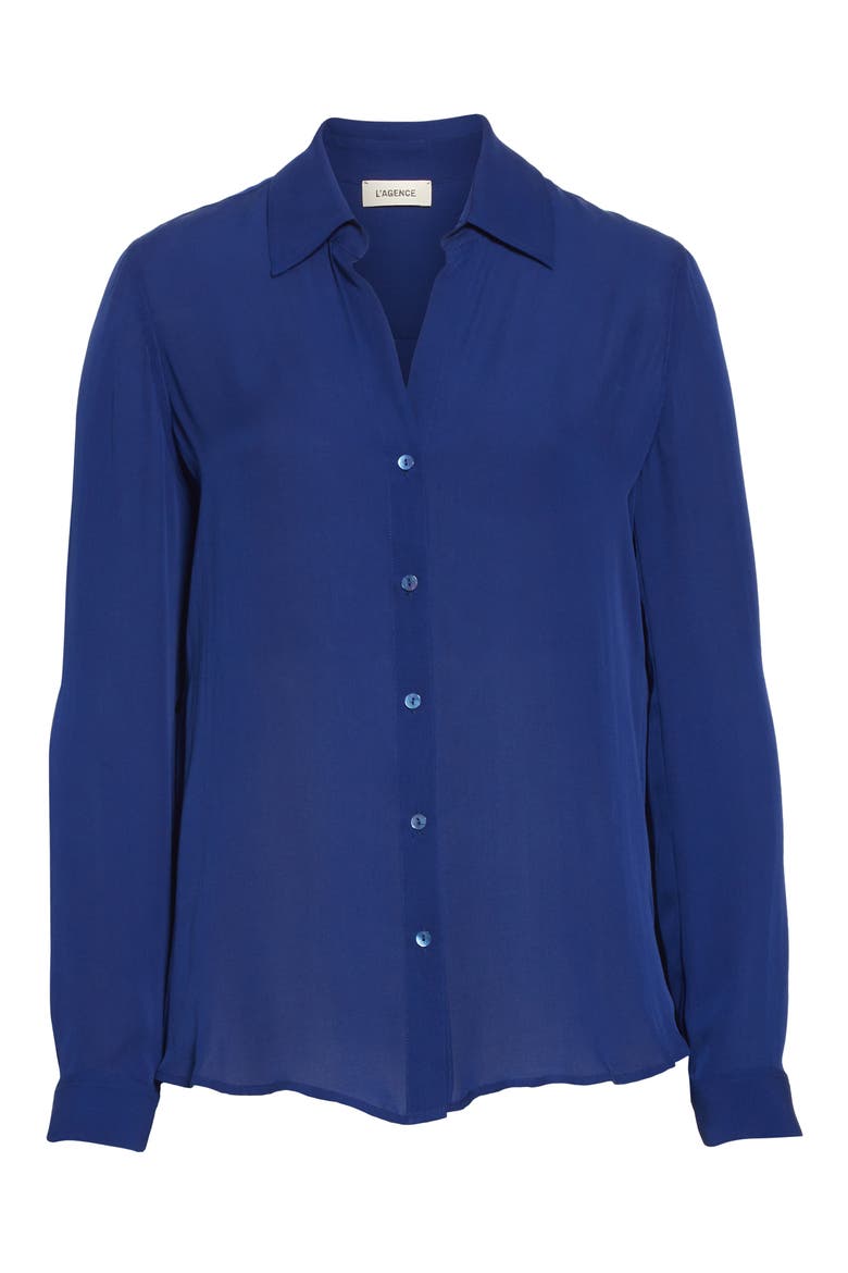 Silk Shirt, Alternate, color, DEEP OCEAN