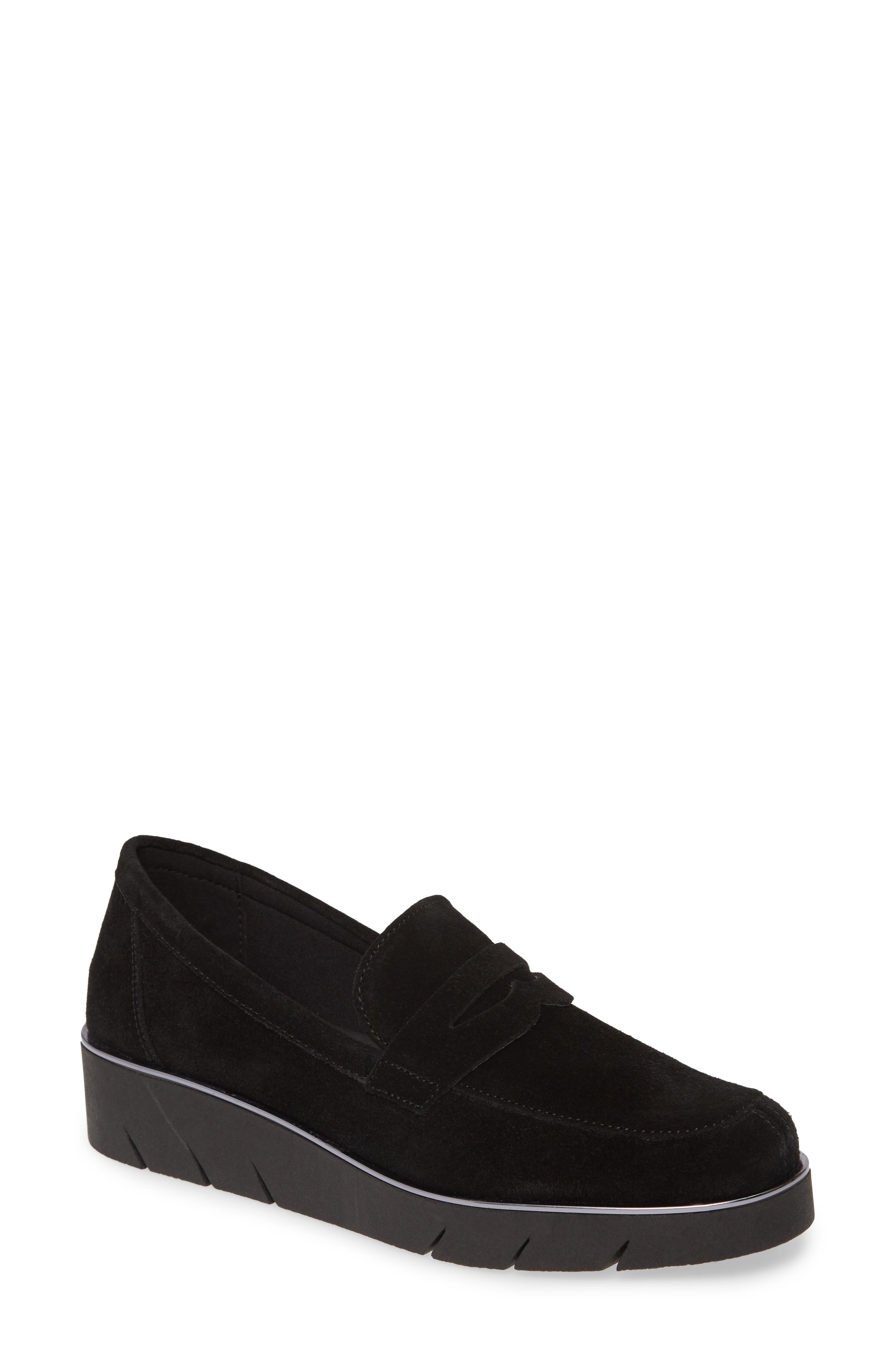 Harrow Wedge Loafer, Main, color, BLACK SUEDE