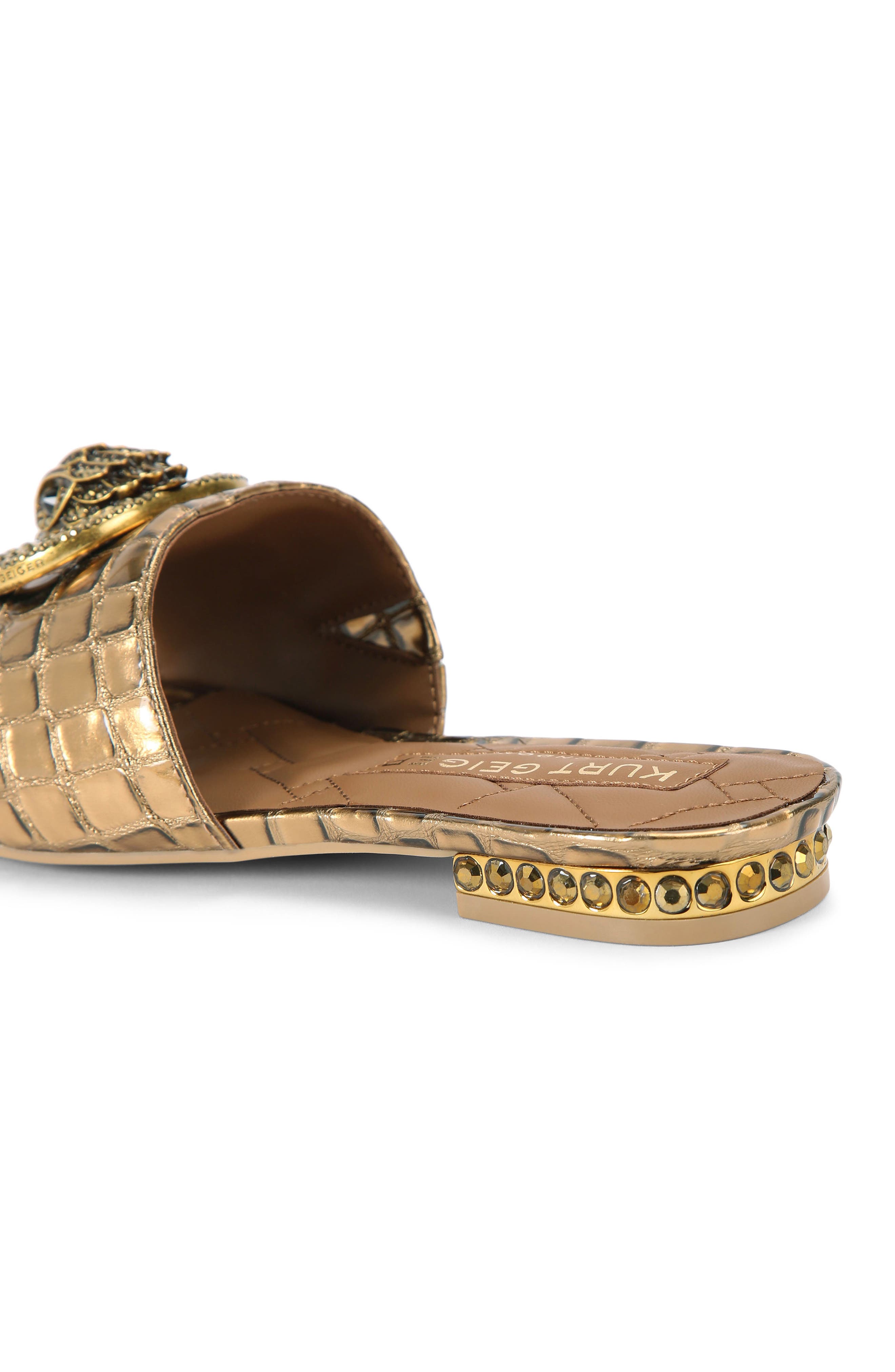 Kurt Geiger London Chelsea Croc Embossed Slide Sandal, Alternate, color, Gold
