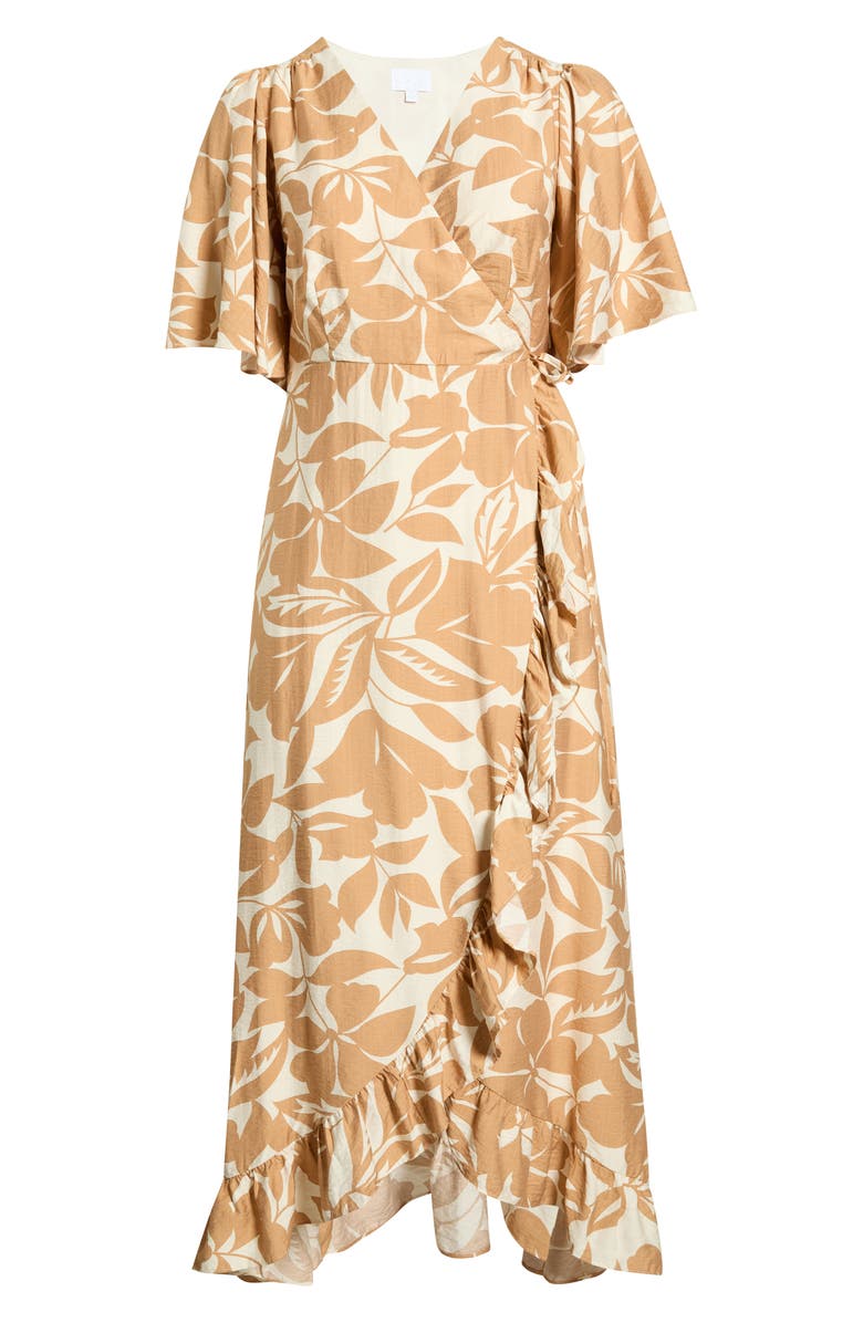 SUGARLIPS Ruffle Wrap Dress, Alternate, color, Oatmeal