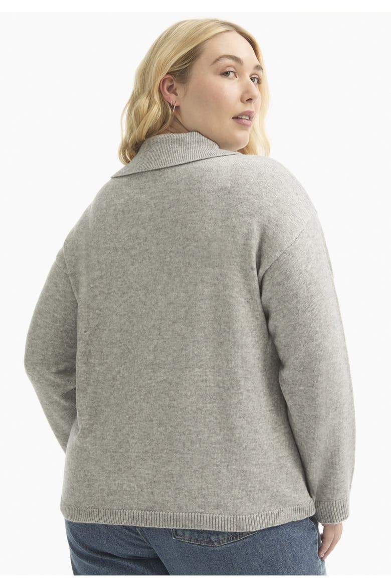 Polo Shirt Sweater, Alternate, color, HEATHER GREY