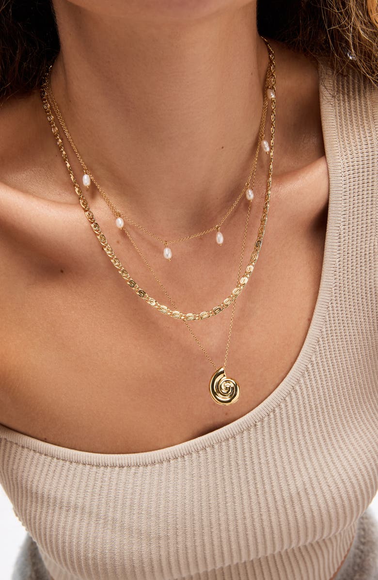 Ana Luisa Shell Necklace - Navy Necklace, Alternate, color, Gold